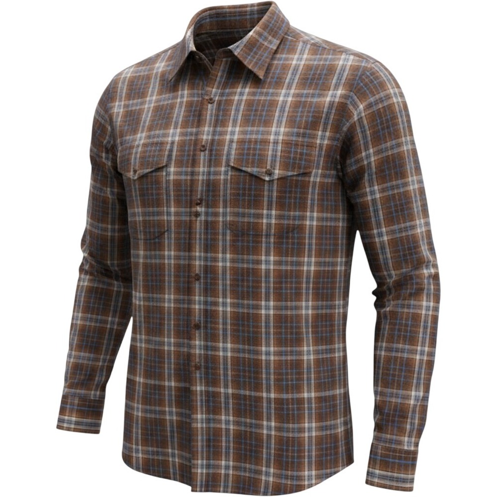 Panhandle‎ Slim Pearl Snap Shirt Men's XL Brown Blue Plaid Western Long Sleeve